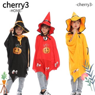 Cherry3 เสื้อคลุมฟักทอง แม่มด หมวกคอสเพลย์ อุปกรณ์ประกอบฉากฟักทอง ผ้าคลุมฟักทองน่ารัก พิมพ์ลายฟักทอง ฮาโลวีน คอสเพลย์ เครื่องแต่งกาย ปาร์ตี้