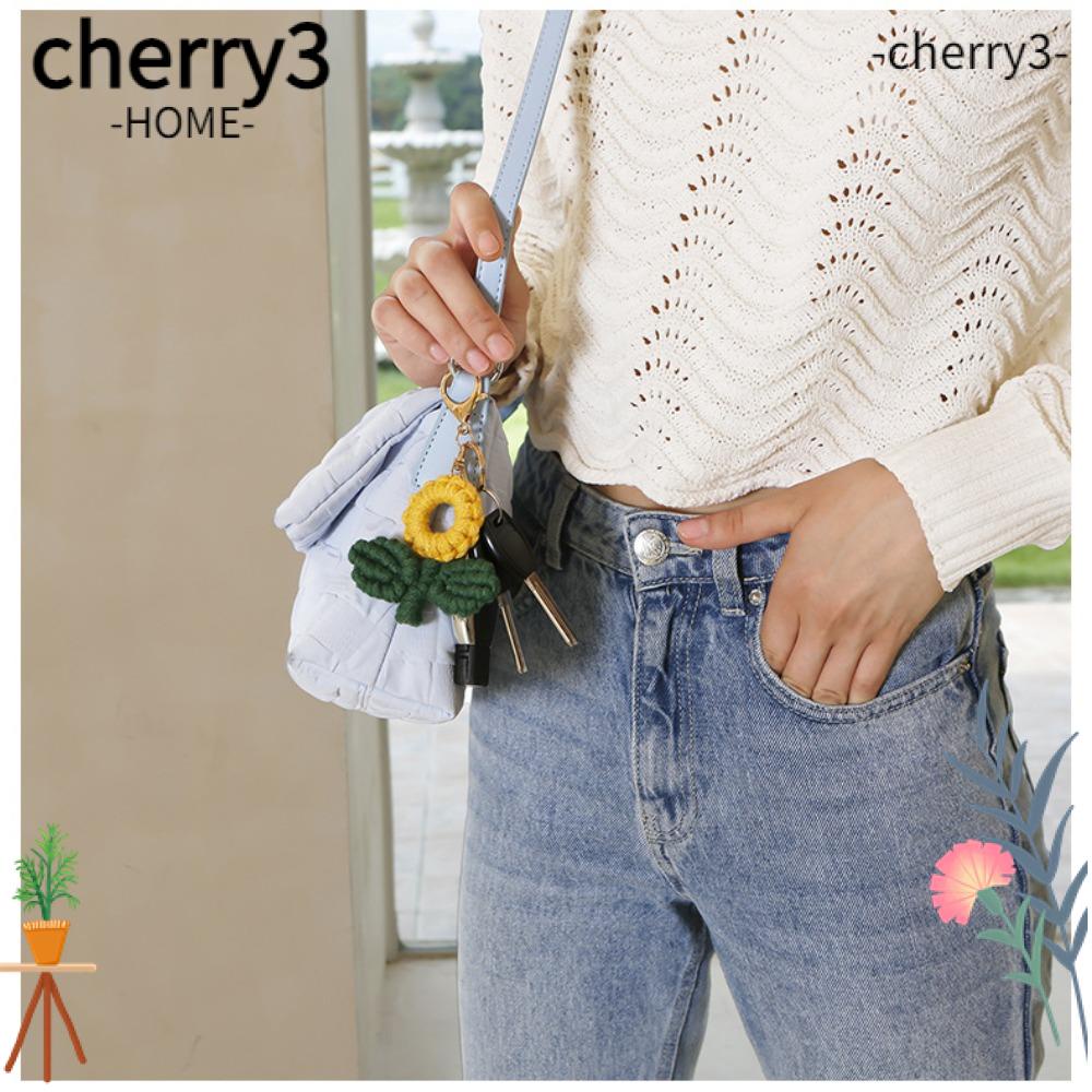 cherry3-พวงกุญแจ-จี้รูปดอกทานตะวัน-สไตล์โบฮีเมียน-สร้างสรรค์-สําหรับผู้หญิง