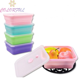 【COLORFUL】Lunch Box Kitchen Tool Microwave Heating Refrigerator Storage Silicone Folding