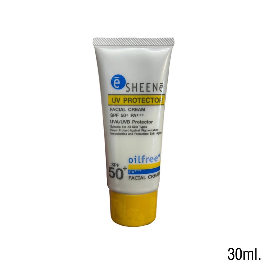 ไม่แท้คืนเงิน-sheene-uv-protector-facial-cream-spf-50-pa-30g-ครีมกันแดดสำหรับผิวหน้า-สูตรออยล์ฟรี-ปกป้ปงผิว