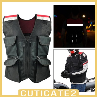 [Cuticate2] เสื้อกั๊กสะท้อนแสง เพื่อความปลอดภัย พร้อมแถบสะท้อนแสง สําหรับการมองเห็นในที่มืดกลางแจ้ง