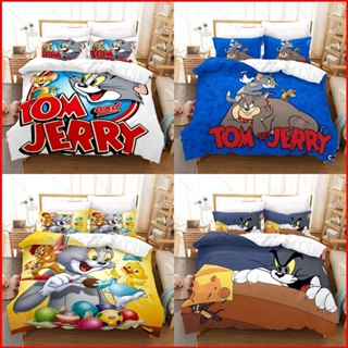 Fash Tom Jerry 3in1 ชุดเครื่องนอน ผ้าปูที่นอน ผ้าห่ม ผ้านวม ซักทําความสะอาดได้ สะดวกสบาย สําหรับหอพักนักเรียน บ้าน