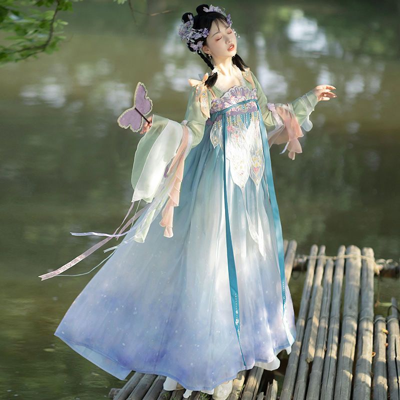 huashenji-hanfu-กระโปรง-ลายดอกไม้-สไตล์จีน-หรูหรา-เหมาะกับฤดูร้อน-สําหรับผู้หญิง