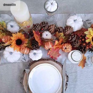 【DREAMLIFE】6/12Pcs Halloween White Artificial Pumpkins Harvest Fall Thanksgiving Home-Decor