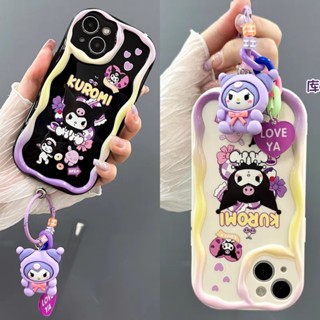 เคสโทรศัพท์มือถือ ลายการ์ตูนคุโรมิน่ารัก พร้อมสายโซ่คล้อง สําหรับ VIVO Y16 Y15S Y15A Y01 Y15C Y19 Y5S Y20 Y20i Y20S Y12A Y11S Y12S Y35 2022 Y30 Y30i Y77 Y77E Y33S Y36