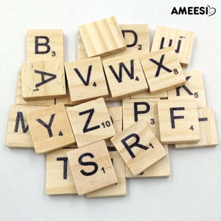 Ameesi บอร์ดตัวอักษร A-Z กระเบื้องไม้ ของเล่นเพื่อการศึกษา 100 ชิ้น