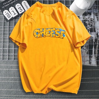 ดูดีนี่ 【เสื้อยืดใหม่】CHEESE print design T-shirt cotton unisex COD asia size