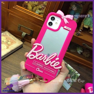สำหรับ Iphone 14 13 12 11 Pro Max Ix Xs Max Xr I7 I8 I6 I6s Plus Apple Case Fashion Mirror Mobile Phone Case Silicone Full Cover Cute Pink Barbie -AME1