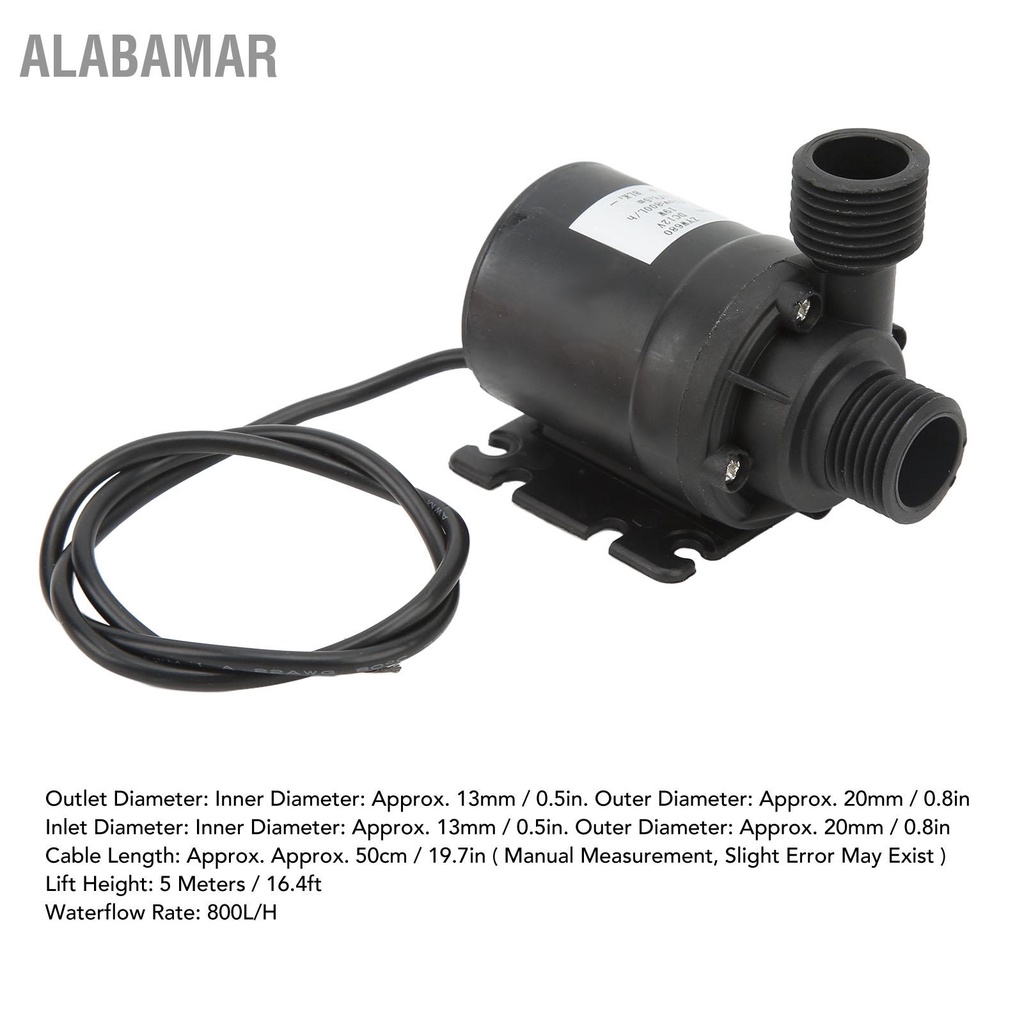 alabamar-ปั๊มน้ำไร้แปรง-dc12v-16-4ft-ยกสูง-i68-กันน้ำเสียงรบกวนต่ำปั๊มจุ่มสำหรับน้ำพุสระพิพิธภัณฑ์สัตว์น้ำ