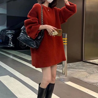 ❤️【สินค้าพร้อม】❤️ เสื้อกันหนาว แบบสวมหัว ทรงหลวม ระดับไฮเอนด์ สีแดง เข้ากับทุกการแต่งกาย แฟชั่นฤดูใบไม้ร่วง และฤดูหนาว สําหรับผู้หญิง