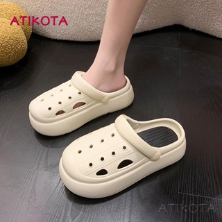 Atikota รองเท้าแตะ ส้นแบน ระบายอากาศ น้ําหนักเบา ปรับขนาดได้ สายรัดข้อเท้า แฟชั่นฤดูร้อน สําหรับผู้หญิง