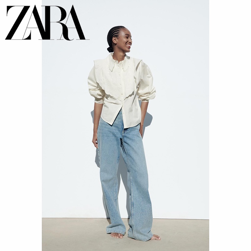 zara-ใหม่-เสื้อเชิ้ตแขนยาว-ผู้หญิง-ตกแต่งเลเยอร์