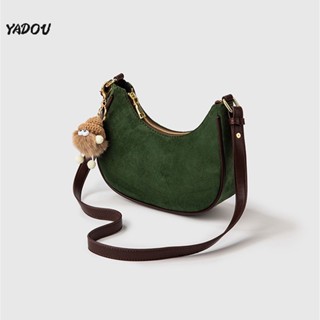 YADOU กระเป๋าใต้วงแขนไหล่ข้างเดียวเนื้อด้านเคลือบ crossbody crescent กระเป๋าผู้หญิงกระเป๋าใบเล็ก