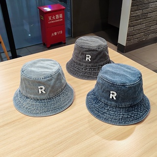 Ins Influencer หมวกบักเก็ตยีน ลําลอง ลายตัวอักษร R เข้ากับทุกการแต่งกาย สไตล์เกาหลี ยุโรป อเมริกัน สําหรับผู้ชาย และผู้หญิง