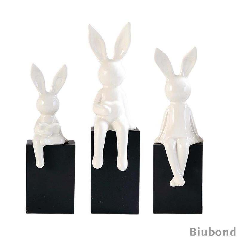 biubond-ฟิกเกอร์เซรามิค-รูปปั้นกระต่าย-3-ชิ้น-สําหรับตกแต่งบ้าน-ห้องนอน-เทศกาล-ชั้นวางหนังสือ