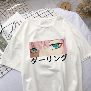  Anime Darling In The Franxx Anime Harajuku Zero TWO Beautiful Girls Print Ulzzang Women Tops Loose Summer Vintage tee