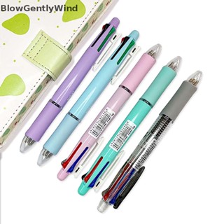 Blowgentlywind 5 In 1 ปากกาลูกลื่น 4 สี พร้อมไส้ปากกา และไส้ดินสอ สําหรับสํานักงาน โรงเรียน