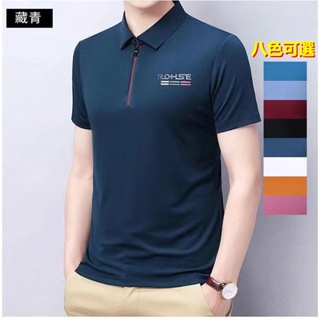 Spot price is about to rise] half-zipper POLO shirt mens middle-aged father wear 2023 summer new high-grade ice silk clothing quality short-sleeved T-shirt fashion zipper half-sleeved lapel blouse