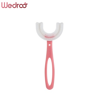 Wedroo แปรงสีฟันเด็ก รูปตัวยู ซิลิโคนนิ่ม หัวแปรงนุ่ม เต็มปาก แปรงสีฟัน 360° การออกแบบทําความสะอาดช่องปากฟัน (6-12 ปี)