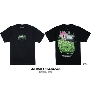 พร้อมส่ง ผ้าฝ้ายบริสุทธิ์ QWT160-1 SKULL BLACK T-shirt