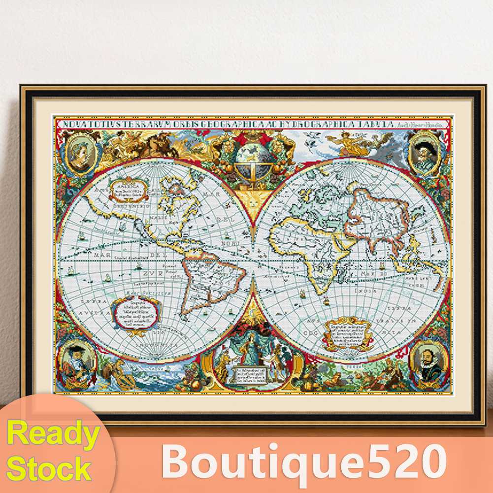 boutique520-th-ด้ายผ้าฝ้าย-11ct-พิมพ์ลายแผนที่โลก-สําหรับปักครอสติช