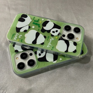Green Background Cute Panda Phone Case for Iphone 14promax 13/12 Soft 11 13pro