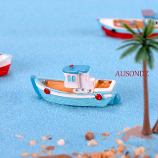 Alisondz โมเดลเรือไม้ขนาดเล็กสําหรับตกแต่งสวนถาด