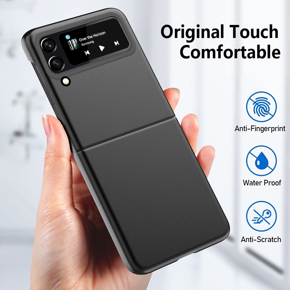 เคสโทรศัพท์มือถือแบบแข็ง-ฝาพับ-เรียบง่าย-สีดํา-สําหรับ-samsung-galaxy-z-flip-4-z-flip-3-samsung-z-flip4-z-flip3