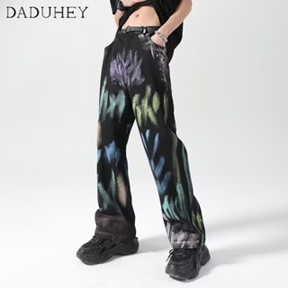 DaDuHey🔥 Mens Fashion Brand Loose All-Match Casual Pants 2023 American Retro High Street Straight Jeans