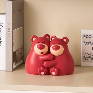 🧸น่ารักสีชมพูหมีสตอเบอรี่เซรามิกส์ชั้นวางหนังสือ งานน่ารัก