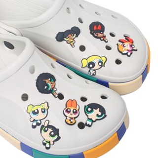 เข็มกลัด รูปการ์ตูนอนิเมะ Jibbitz Crocs Blossom Jibitz Charm Powerpuff Girls Croc Jibbits เครื่องประดับ สําหรับตกแต่งรองเท้าผู้หญิง