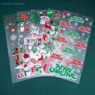 Adhyu ถุงพลาสติกใส พร้อมริบบิ้น สําหรับใส่ขนมคุกกี้ ของขวัญคริสต์มาส 50 ชิ้น