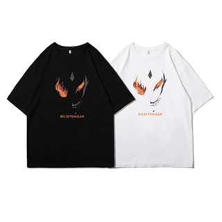 ราคาถูก เสื้อยืดแขนสั้นพิมพ์ลายเทรนด์สีเข้มหล่อทั้งชายและหญิงรุ่นฮิปฮอปขนาดใหญ่ครึ่งแขน INS เสื้อคู่