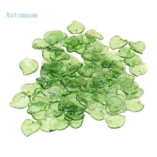 Autu จี้ลูกปัดอะคริลิค รูปใบไม้ สีเขียว สําหรับทําเครื่องประดับ สร้อยคอ ต่างหู DIY 100 ชิ้น