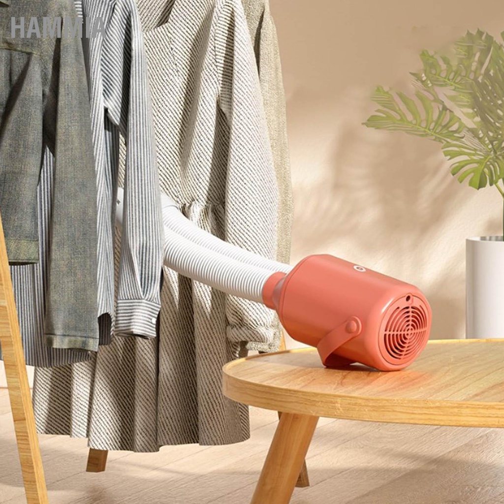 hammia-เครื่องอบผ้าแบบพกพาเครื่องอบผ้าขนาดเล็กพร้อมท่ออบรองเท้าสำหรับการเดินทางกลับบ้านซักรีดสีส้ม