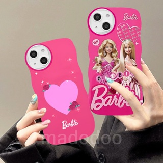 Samsung Galaxy A54 A34 A24 A14 A04 A12 A73 A53 A52 A52S A33 A32 A23 A72 A22 A13 4G 5G A03S A02S A11 A02 A03 A51 A50 A50S A30S A20 A30 A20S A10S A21S M12 M22 M32 M11 M02 Cute Cartoon Love Heart Pink Barbie Princess Wave Edge Fine Hole Phone Case 1BW 81