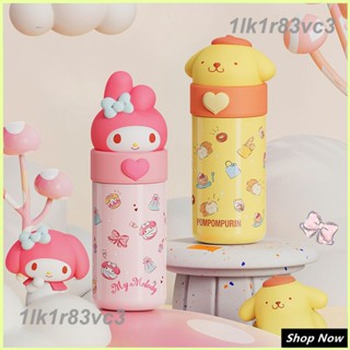 Sanrio กระบอกน้ำ Kawaii My Melody Cinnamoroll Kuromi กระติกน้ำเด็กอนุบาลเก็บความเย็น ขวดน้ำพกพาเก็บความเย็น ถ้วยน่ารักเก