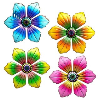 ประติมากรรมโลหะ รูปดอกไม้ หลากสี สําหรับตกแต่งสวน 4 ชิ้น