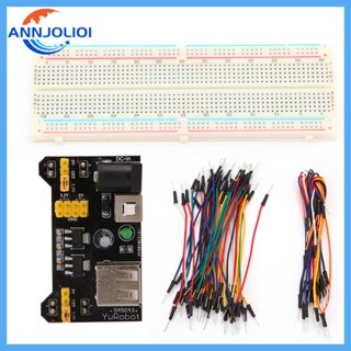 Ann MB102 โมดูลพาวเวอร์ซัพพลาย 3 3V 5V+830 Point Breadboard Board และสายเคเบิ้ลจัมเปอร์ 65 ชิ้น