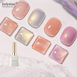 JULYSTAR Xeijayi 15ml ออโรรานู้ดสีทาเล็บเจลโปแลนด์กึ่งถาวรแช่ปิดยูวีนำเงาเล็บเจลกลิตเตอร์ทาเล็บเคลือบเงาสำหรับร้านทำเล็บมืออาชีพ