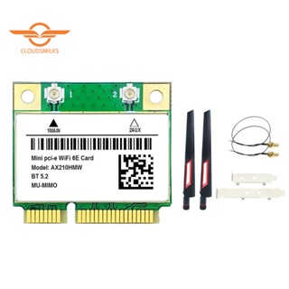 Ax210hmw การ์ด WiFi พร้อมเสาอากาศ 6E Mini PCI-E AX210 802.11Ax/Ac 2.4G/5G/6Ghz BT5.2 สําหรับแล็ปท็อป