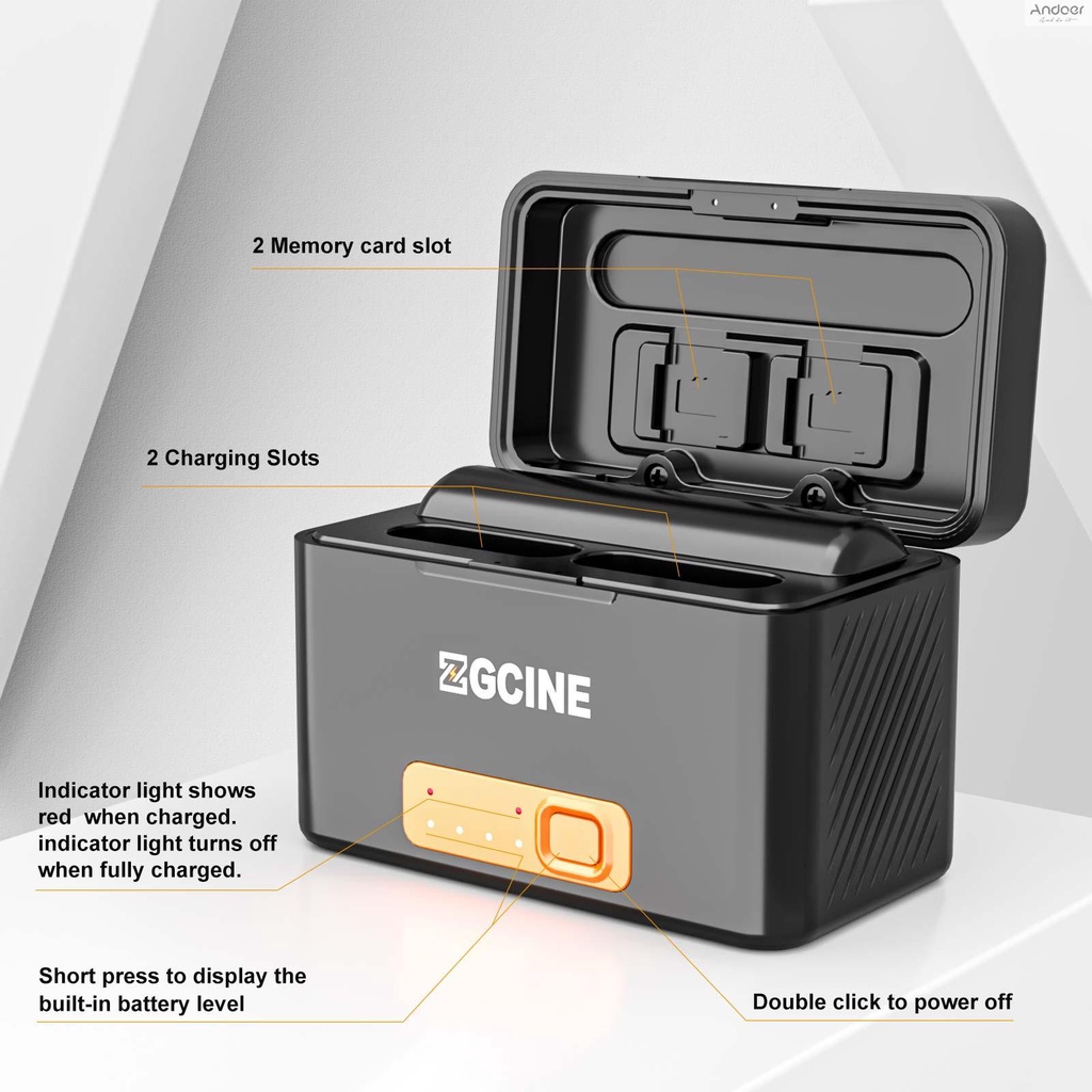 zgcine-ps-bx1-portable-camera-battery-fast-charging-case-5200mah-wireless-dual-battery-charger-with-type-c-port-2pcs-1450mah-5-4wh-batteries-replacement-for-np-bx1-battery