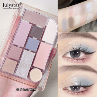 JULYSTAR Kakashow Focus Eyeshades Plate Matte 10 Color Pearlescent Glitter Sequins Brightening Capacity Earth Color One-piece Plate