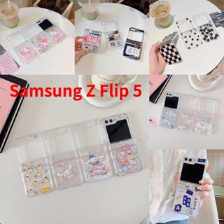 เคสโทรศัพท์มือถือ PC แข็ง แบบใส กันกระแทก ลายการ์ตูน melody Cinnamoroll สร้างสรรค์ สําหรับ Samsung Galaxy Z Flip 5 5G 3in1 Z Flip 5
