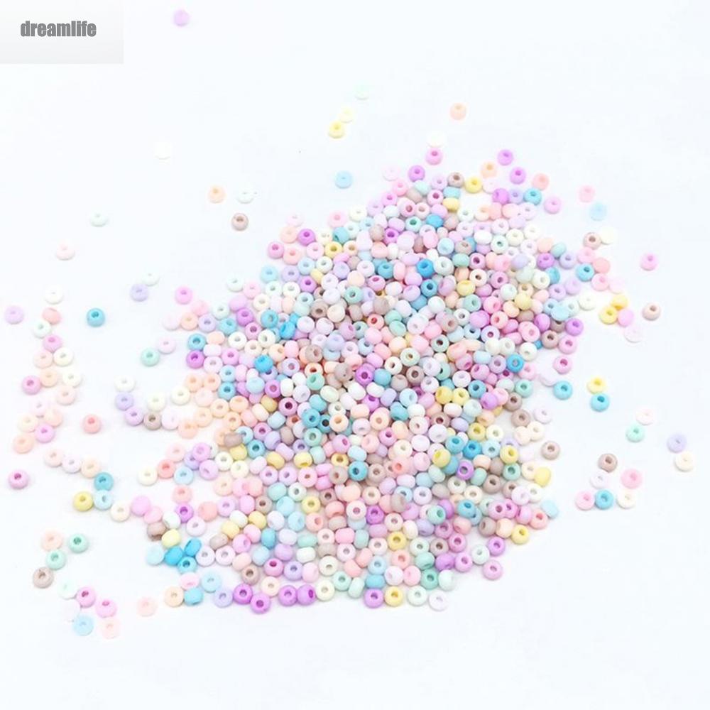 dreamlife-seed-beads-10g-3mm-blue-brown-frosted-matte-pink-round-spacer-solid-color
