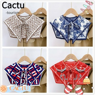 Cactu ปลอกคอ ผ้าพันคอ พิมพ์ลาย ถอดออกได้ สําหรับตกแต่งเสื้อ