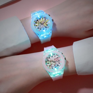 นาฬิกาข้อมือ ลายการ์ตูนน่ารัก มีไฟ LED สําหรับเด็กนักเรียนประถม