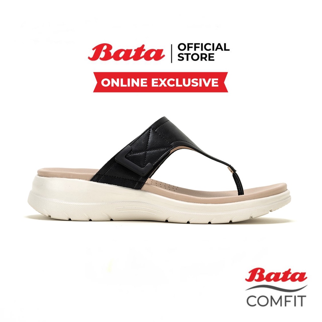online-exclusive-bata-บาจา-comfit-รองเท้าเพื่อสุขภาพหูหนีบ-สวมใส่ง่ายน้ำหนักเบา-สำหรับผู้หญิง-สีดำ-รหัส-5806046