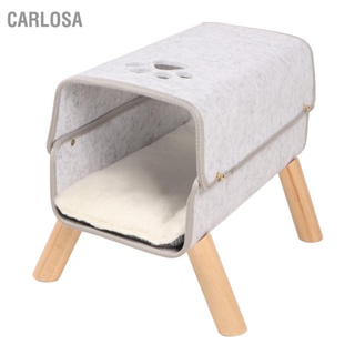 CARLOSA Cat Tunnel Bed All Seasons Warm Comfortable Kitten Felt with Wooden Legs for Cats Kittens Small Pets