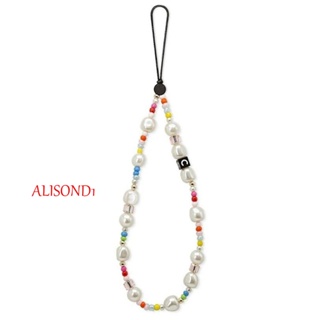 Alisond1 สายคล้องโทรศัพท์ สําหรับผู้หญิง เครื่องประดับ ลูกปัด ที่มีสีสัน โทรศัพท์ เสน่ห์ อะคริลิค ไข่มุก ป้องกันการสูญหาย สายคล้องโทรศัพท์